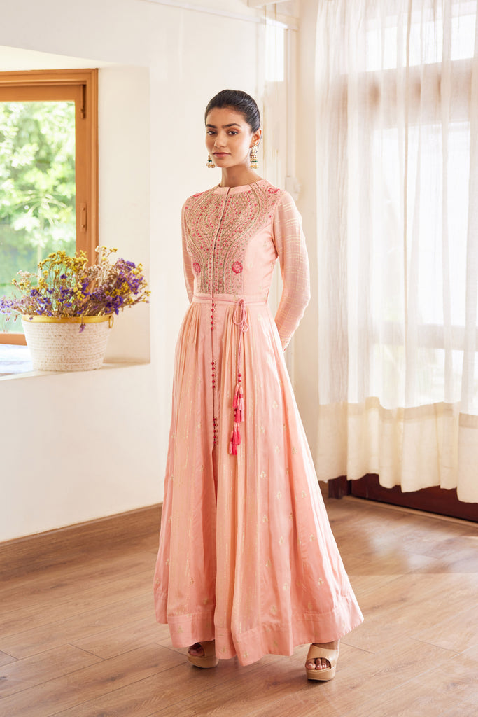 Minakshi Heavy Faux Georgette Designer Anarkali Gown Pink Color DN 1438